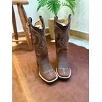 BOTA TEXANA EM COURO HORSE NESCAU BORDADO PONTILHADO AZUL SOLADO PRETO