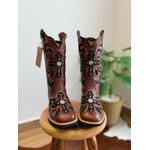 BOTA TEXANA EM COURO MUSTANG E LASER CRUZ + METAIS E BRIDÃO