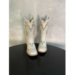 BOTA TEXANA EM COURO OFF WHITE LASER FLORENCIA GLITTER DOURADO + STRASS
