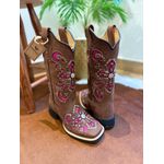 BOTA TEXANA EM COURO A LASER CRUZ GLITTER ROSA PINK + METAIS E BRIDÃO