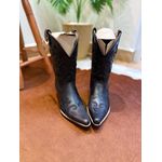 BOTA TEXANA EM COURO BORDADO ALL BLACK BICO FINO CANO TRADICIONAL
