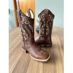 BOTA TEXANA EM COURO LÁTEGO MARROM TRIBAL BEGE E ROXO COM TRICE