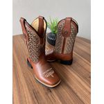 BOTA TEXANA EM COURO MUSTANG A LASER GLITTER DOURADO CANO TRADICIONAL