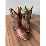 BOTA TEXANA EM COURO MUSTANG A LASER GLITTER DOURADO CANO TRADICIONAL