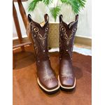 BOTA TEXANA EM COURO BORDADO TRIBAL E FLORAO BÁSICO BEGE E PRETO