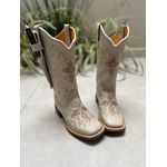 KIT BOTA TEXANA EM COURO OFF WHITE BORDADO CRUZ E RAMOS + BAINHA + FACA