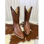 BOTA TEXANA EM COURO MUSTANG BÁSICA BICO FINO MADEIRA CANO TRADICIONAL COM METAIS