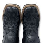 BOTA TEXANA EM COURO PRETO ALL BLACK BORDADA + METAIS STRASS