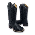 BOTA TEXANA EM COURO PRETO ALL BLACK BORDADA + METAIS STRASS