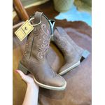 BOTA TEXANA EM COURO E BORDADO RAMOS MARROM CANO TRADICIONAL