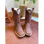 BOTA TEXANA EM COURO E BORDADO RAMOS MARROM CANO TRADICIONAL