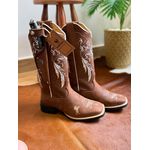 KIT BOTA TEXANA EM COURO HORSE NESCAU BORDADO FILTRO DOS SONHOS E CAVALINHO + BAINHA + FACA