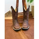 BOTA TEXANA EM COURO HORSE NESCAU BORDADO FLORES MARROM CANO TRADICIONAL