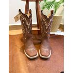 BOTA TEXANA EM COURO HORSE NESCAU BORDADO TRIBAL BEGE E PRETO