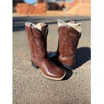 BOTA TEXANA EM COURO LÁTEGO MARROM BORDADO RAMOS CANO TRADICIONAL
