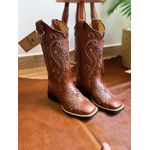 BOTA TEXANA EM COURO MUSTANG A LASER FLORENCIA GLITTER ROSE COM METAIS STRASS