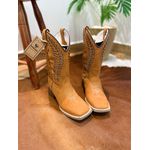 BOTA TEXANA EM COURO NOBUCK CASTOR A LASER FOLHA GLITTER DOURADO CANO TRADICIONAL