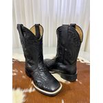 BOTA TEXANA EM COURO PRETO BORDADO ALL BLACK TRIBAL CANO TRADICIONAL