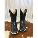 BOTA TEXANA EM COURO PRETO BORDADO ALL BLACK TRIBAL CANO TRADICIONAL