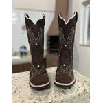 BOTA TEXANA EM COURO MARROM NOBUCK BORDADO TRIBAL