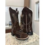 BOTA TEXANA EM COURO MARROM NOBUCK BORDADO TRIBAL