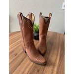 BOTA TEXANA EM COURO MUSTANG COM METAIS SOLADO BICO FINO PVC