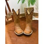 BOTA TEXANA EM COURO HORSE HAVANA BASICA CANO TRADICIONAL COM METAIS DOURADO
