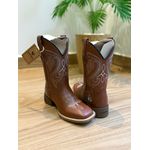 BOTA TEXANA EM COURO MUSTANG BORDADO PONTILHADO COM NOSSA SENHORA CANO TRADICIONAL