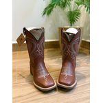 BOTA TEXANA EM COURO MUSTANG BORDADO PONTILHADO COM NOSSA SENHORA CANO TRADICIONAL