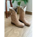 BOTA TEXANA EM COURO NOBUCK AREIA BORDADO ARAME E NOSSA SENHORA CANO TRADICIONAL