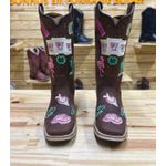 BOTA TEXANA EM COURO BORDADO SIMBOLOS - COPA - FLAMINGO COM METAIS E SOLADO DE MADEIRA