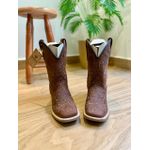 BOTA TEXANA EM COURO BORDADO FLORES MARROM CANO TRADICIONAL