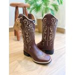 BOTA TEXANA EM COURO LATEGO MARROM BORDADO TRIBAL E FLORAO BEGE E BRANCO 