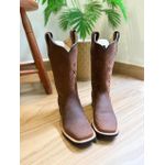 BOTA TEXANA EM COURO HORSE NESCAU BASICA BORDADO MARROM