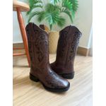 BOTA TEXANA EM COURO LATEGO MARROM BORDADO TRIBAL PRETO VIRA PRETA