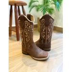 BOTA TEXANA EM COURO BORDADO TRIBAL E FLORAO BEGE SOLADO DE MADEIRA
