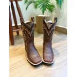 BOTA TEXANA EM COURO HORSE NESCAU BORDADO TRIBAL E NOSSA SENHORA CANO PEÃO