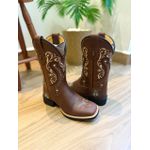 BOTA TEXANA EM COURO HORSE NESCAU BORDADO TRIBAL E NOSSA SENHORA CANO PEÃO