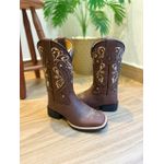 BOTA TEXANA EM COURO HORSE NESCAU BORDADO TRIBAL E FLORÃO CANO PEÃO
