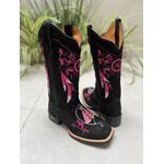 BOTA TEXANA EM COURO PRETO BORDADO FILTRO DOS SONHOS + NOSSA SENHORA