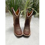 BOTA TEXANA KARINA EM COURO HORSE CAFÉ BORDADA CANO TRADICIONAL