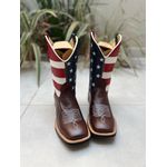 BOTA TEXANA EM COURO ESTADOS UNIDOS BORDADO FLORAO