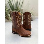 BOTA TEXANA EM COURO MARROM BORDADA ESCAMADA