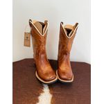 BOTA TEXANA EM COURO PINHAO QUEIMADO BORDADO BEGE SOLADO PRETO