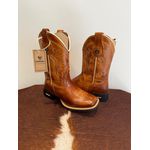 BOTA TEXANA EM COURO PINHAO QUEIMADO BORDADO BEGE SOLADO PRETO