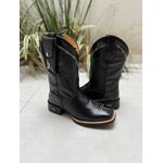 BOTA TEXANA EM COURO PRETO BORDADO ARAME BEGE + BAINHA + CANIVETE