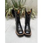 BOTA TEXANA EM COURO PRETO BORDADO ARAME BEGE + BAINHA + CANIVETE