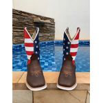 BOTA TEXANA EM COURO MARROM ESTADOS UNIDOS SOLADO BRANCO