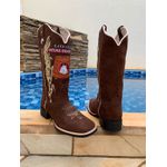 BOTA TEXANA EM COURO NOBUCK BORDADO VELHO BARREIRO