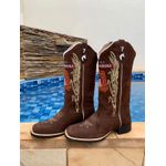 BOTA TEXANA EM COURO NOBUCK BORDADO VELHO BARREIRO